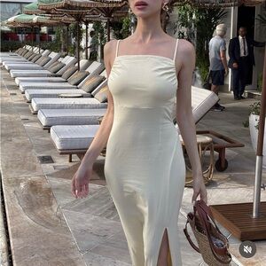 Rihoas butter yellow maxi slip dress